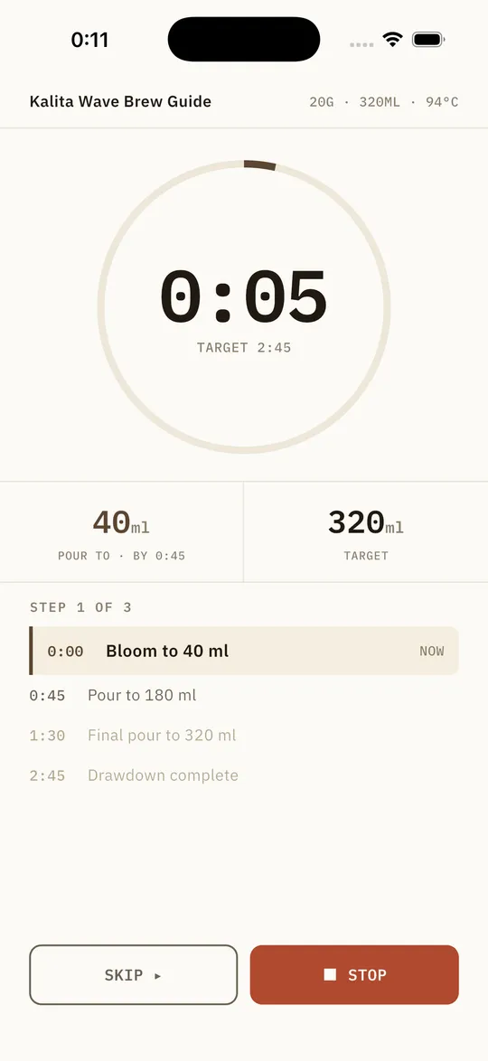 Guided brew timer